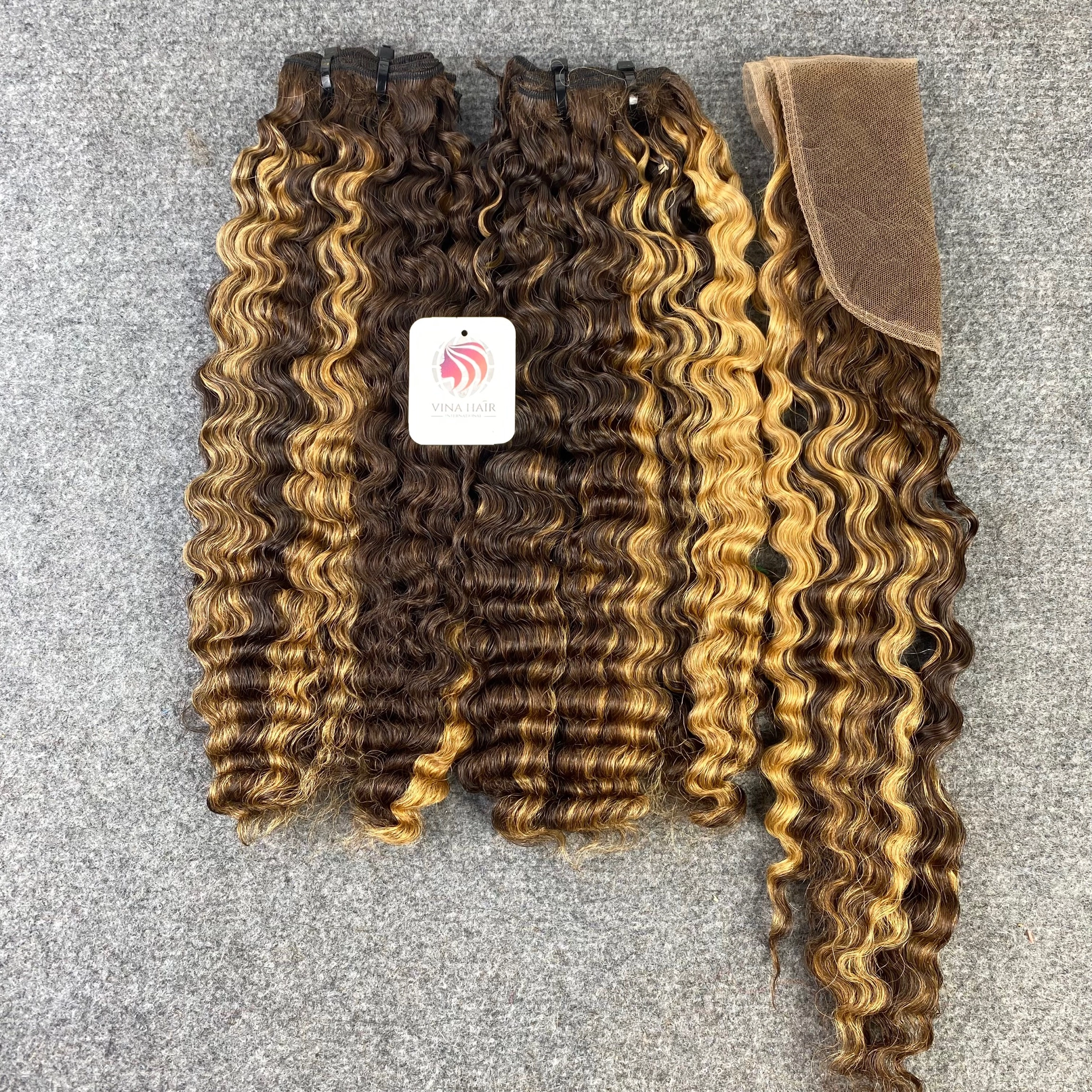 Weft hair Burmese curl piano color